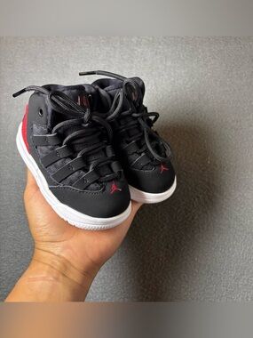 Jordan Kids Black High-Top Sneakers with Red Jumpman